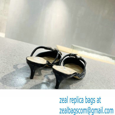 Valentino Heel 4cm VLogo Signature Patent Leather Mules Black