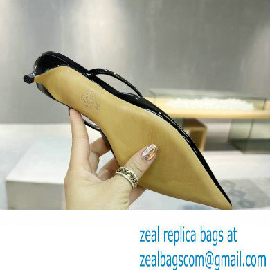 Valentino Heel 4cm VLogo Signature Patent Leather Mules Black