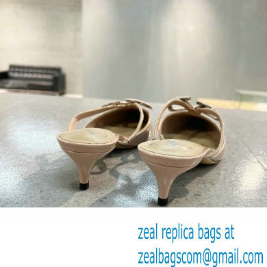 Valentino Heel 4cm VLogo Signature Patent Leather Mules Nude