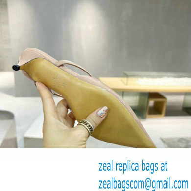 Valentino Heel 4cm VLogo Signature Patent Leather Mules Nude