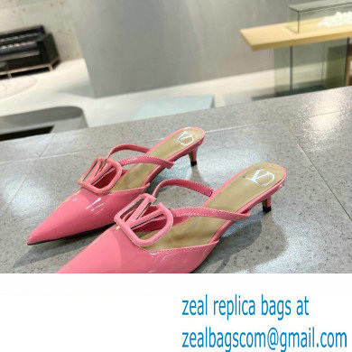 Valentino Heel 4cm VLogo Signature Patent Leather Mules Pink