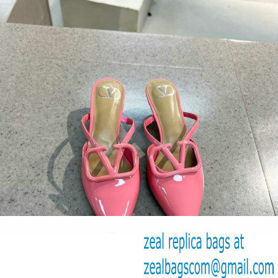 Valentino Heel 4cm VLogo Signature Patent Leather Mules Pink