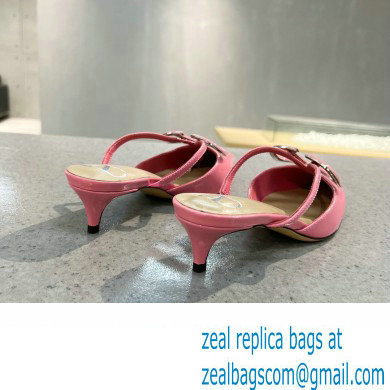 Valentino Heel 4cm VLogo Signature Patent Leather Mules Pink