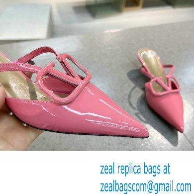 Valentino Heel 4cm VLogo Signature Patent Leather Mules Pink