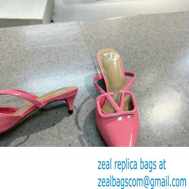 Valentino Heel 4cm VLogo Signature Patent Leather Mules Pink