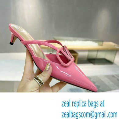 Valentino Heel 4cm VLogo Signature Patent Leather Mules Pink