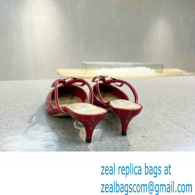 Valentino Heel 4cm VLogo Signature Patent Leather Mules Red