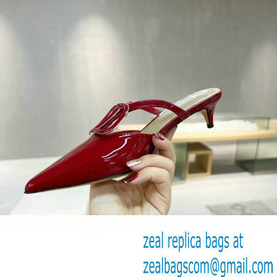 Valentino Heel 4cm VLogo Signature Patent Leather Mules Red