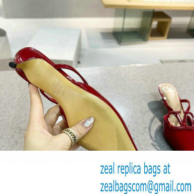 Valentino Heel 4cm VLogo Signature Patent Leather Mules Red