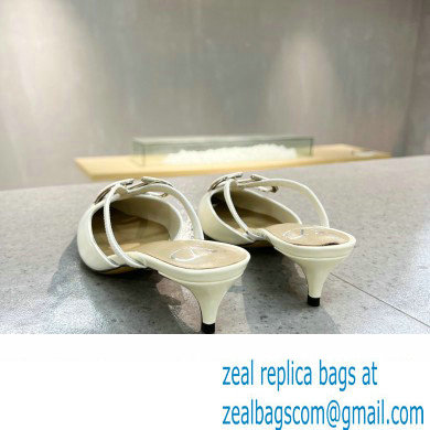 Valentino Heel 4cm VLogo Signature Patent Leather Mules White