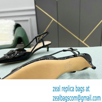 Valentino Heel 4cm VLogo Signature Patent Leather Slingback Pumps Black