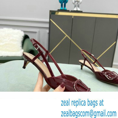 Valentino Heel 4cm VLogo Signature Patent Leather Slingback Pumps Burgundy