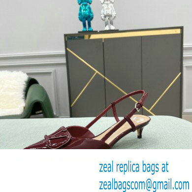 Valentino Heel 4cm VLogo Signature Patent Leather Slingback Pumps Burgundy