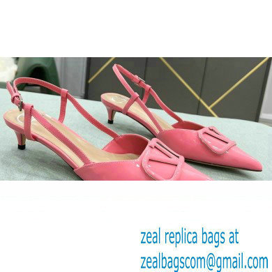 Valentino Heel 4cm VLogo Signature Patent Leather Slingback Pumps Pink