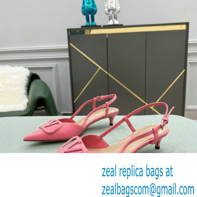 Valentino Heel 4cm VLogo Signature Patent Leather Slingback Pumps Pink