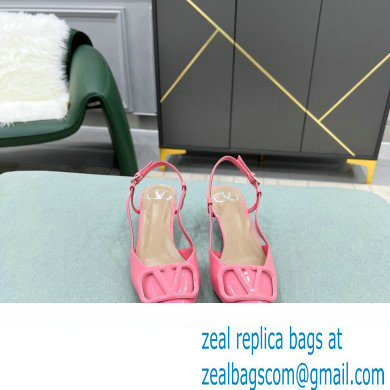 Valentino Heel 4cm VLogo Signature Patent Leather Slingback Pumps Pink