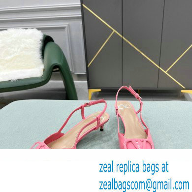Valentino Heel 4cm VLogo Signature Patent Leather Slingback Pumps Pink