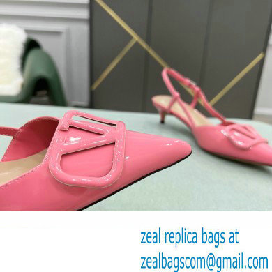 Valentino Heel 4cm VLogo Signature Patent Leather Slingback Pumps Pink