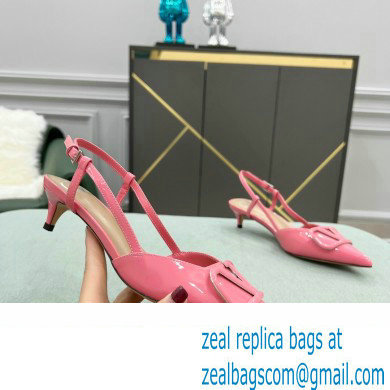 Valentino Heel 4cm VLogo Signature Patent Leather Slingback Pumps Pink
