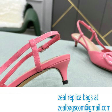 Valentino Heel 4cm VLogo Signature Patent Leather Slingback Pumps Pink