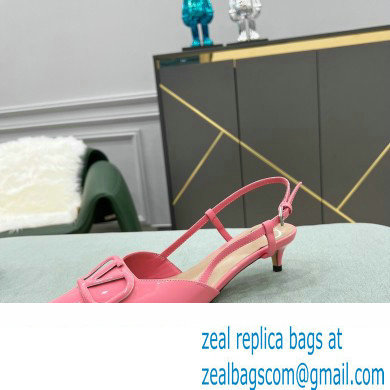 Valentino Heel 4cm VLogo Signature Patent Leather Slingback Pumps Pink