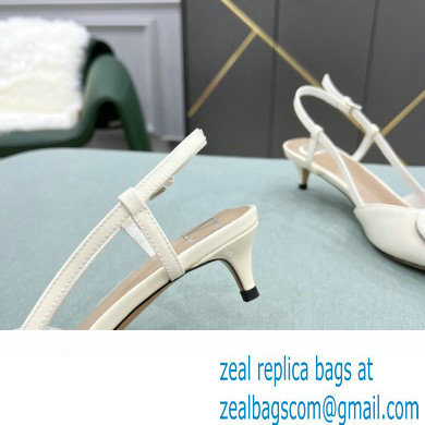 Valentino Heel 4cm VLogo Signature Patent Leather Slingback Pumps White