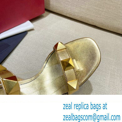 Valentino Heel 6cm Roman Stud Calfskin sandals Gold 2022