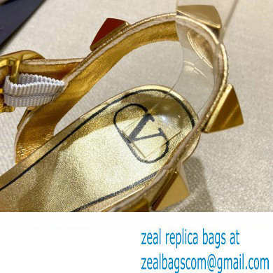 Valentino Heel 6cm Roman Stud Calfskin sandals Gold 2022