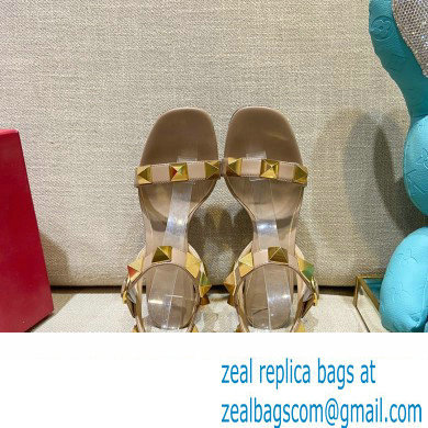 Valentino Heel 6cm Roman Stud Calfskin sandals Nude 2022
