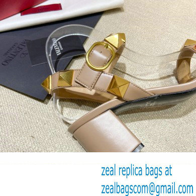Valentino Heel 6cm Roman Stud Calfskin sandals Nude 2022