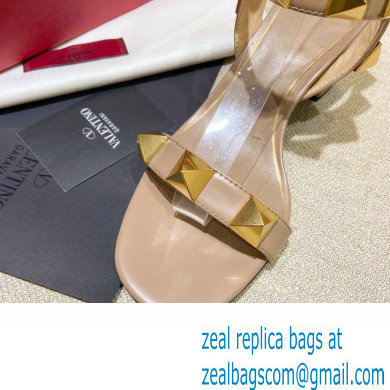 Valentino Heel 6cm Roman Stud Calfskin sandals Nude 2022