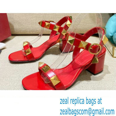 Valentino Heel 6cm Roman Stud Calfskin sandals Red 2022