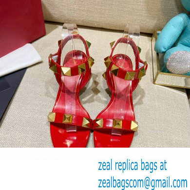 Valentino Heel 6cm Roman Stud Calfskin sandals Red 2022
