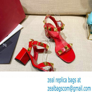 Valentino Heel 6cm Roman Stud Calfskin sandals Red 2022
