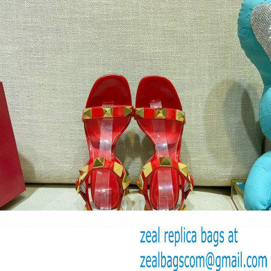 Valentino Heel 6cm Roman Stud Calfskin sandals Red 2022