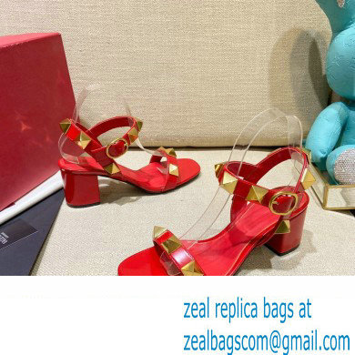 Valentino Heel 6cm Roman Stud Calfskin sandals Red 2022