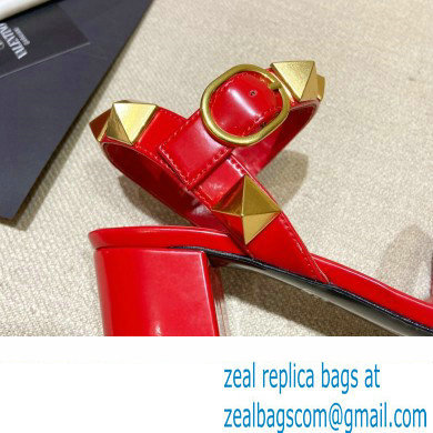 Valentino Heel 6cm Roman Stud Calfskin sandals Red 2022