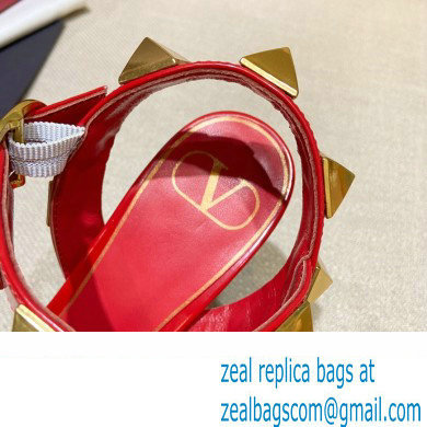 Valentino Heel 6cm Roman Stud Calfskin sandals Red 2022