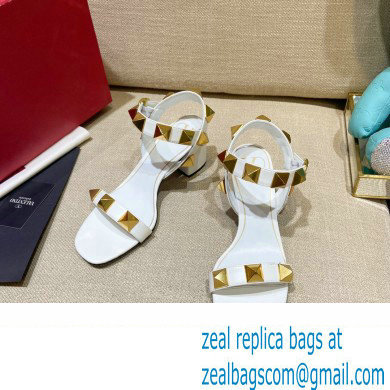 Valentino Heel 6cm Roman Stud Calfskin sandals White 2022