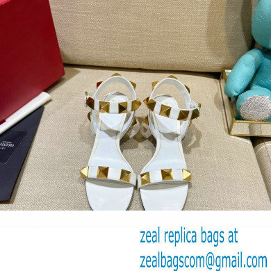 Valentino Heel 6cm Roman Stud Calfskin sandals White 2022