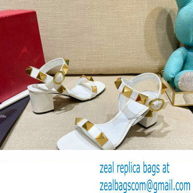 Valentino Heel 6cm Roman Stud Calfskin sandals White 2022