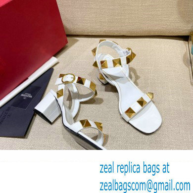 Valentino Heel 6cm Roman Stud Calfskin sandals White 2022
