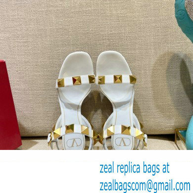 Valentino Heel 6cm Roman Stud Calfskin sandals White 2022