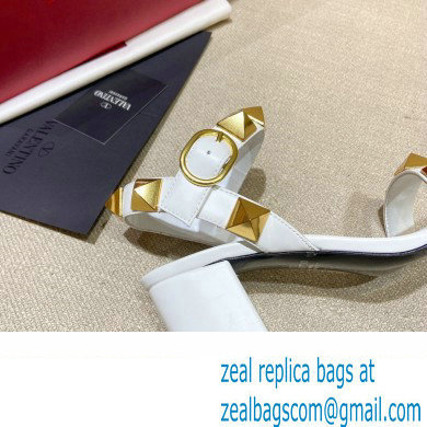 Valentino Heel 6cm Roman Stud Calfskin sandals White 2022