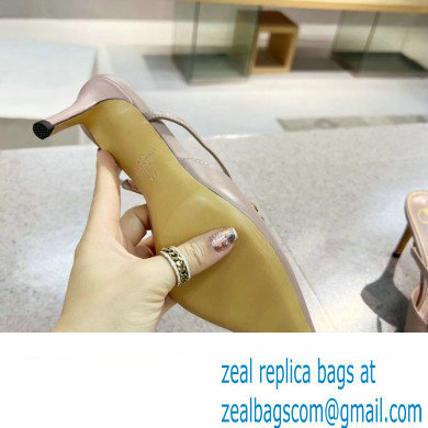 Valentino Heel 8cm Crystal VLogo Signature Calfskin Mules Nude