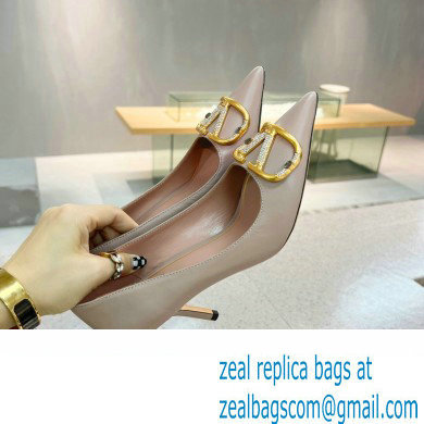 Valentino Heel 8cm Crystal VLogo Signature Calfskin Pumps Nude