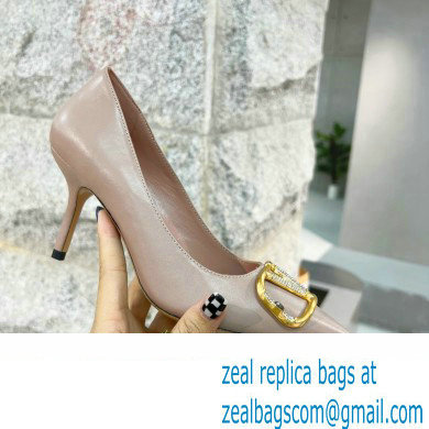 Valentino Heel 8cm Crystal VLogo Signature Calfskin Pumps Nude