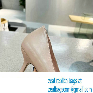 Valentino Heel 8cm Crystal VLogo Signature Calfskin Pumps Nude