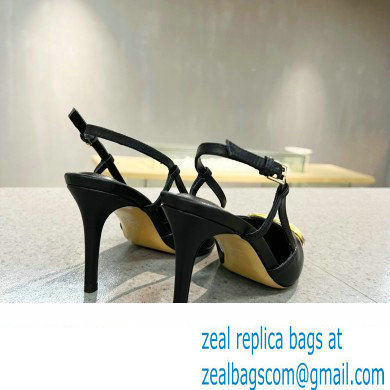 Valentino Heel 8cm Crystal VLogo Signature Calfskin Slingback Pumps Black