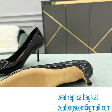 Valentino Heel 8cm VLogo Signature Calfskin Pumps Patent Black